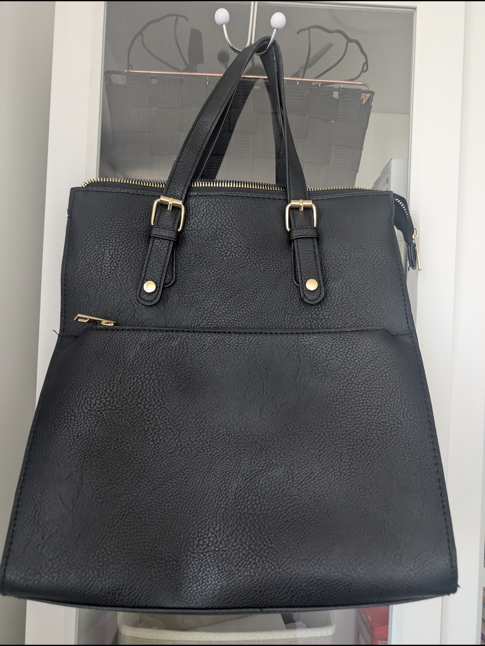 Ardene Black Tote with Gold Hardware Accents